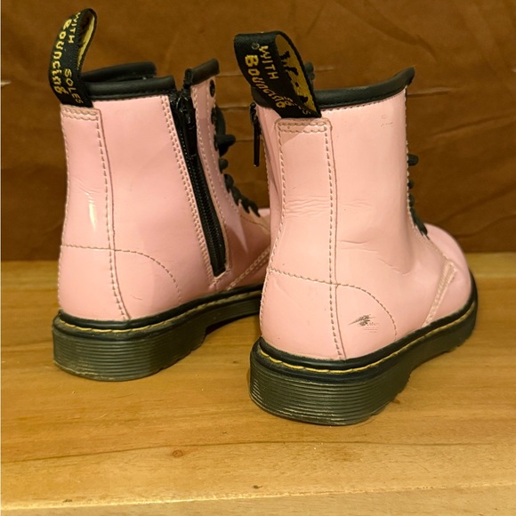 Dr. Martens Pink Patent Leather Lace Up Boots - Picture 2 of 4